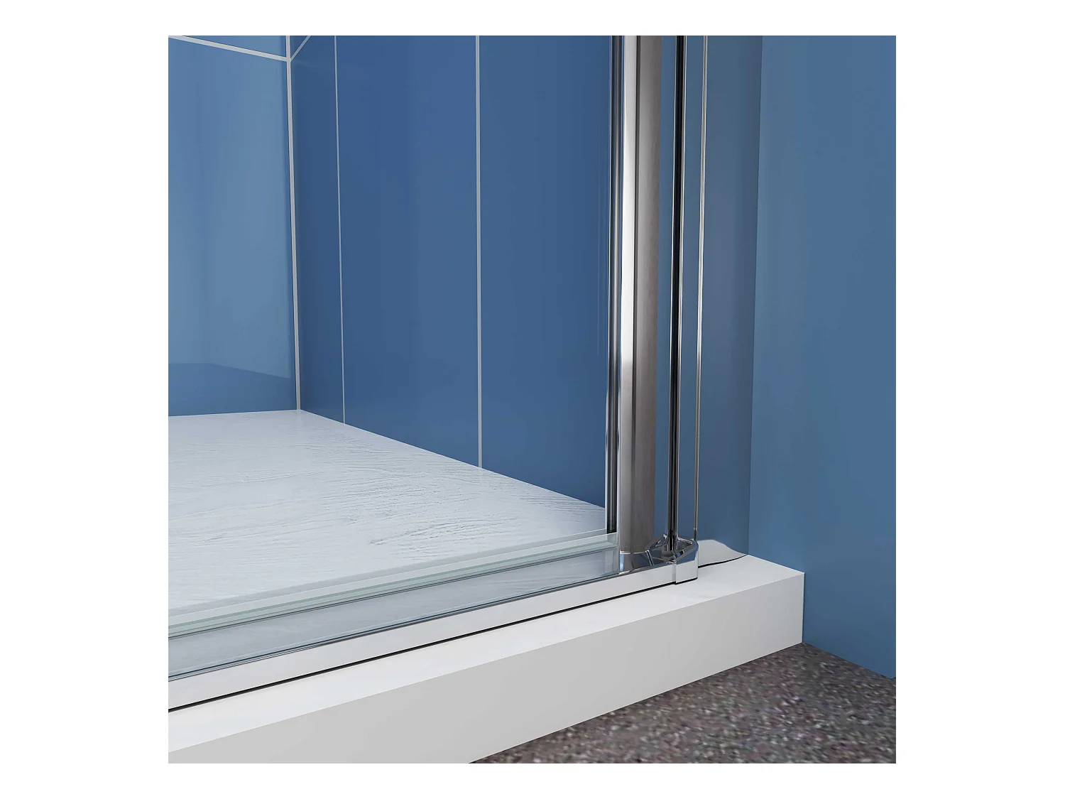 Aica Porte de Douche Pivotante Chrome L70xH185cm en verre bande central Dépoli ,6mm Verre Anticalcaire Pivotant à 90°—Installation en niche