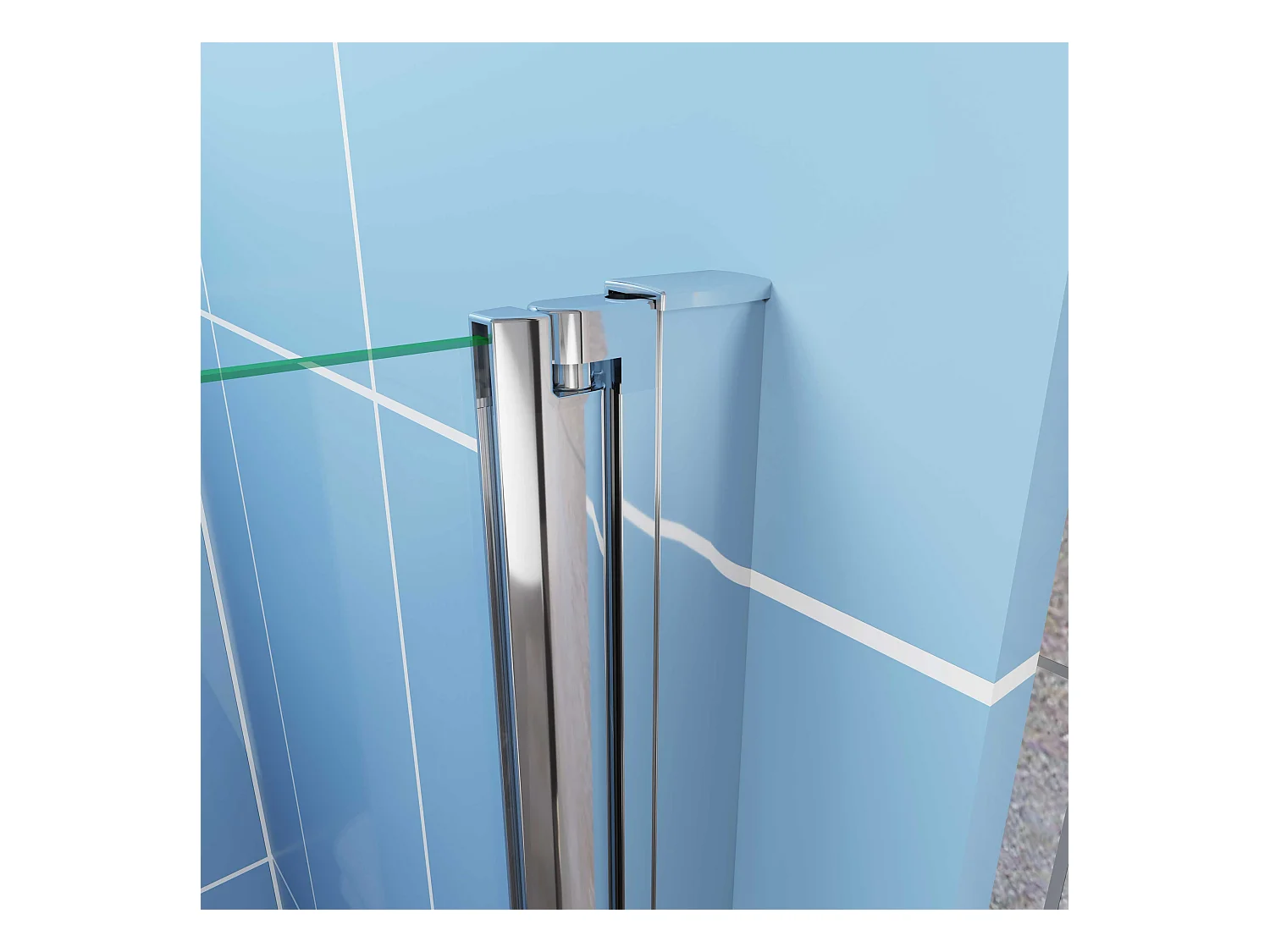 Aica Porte de Douche Pivotante Chrome L70xH185cm en verre bande central Dépoli ,6mm Verre Anticalcaire Pivotant à 90°—Installation en niche