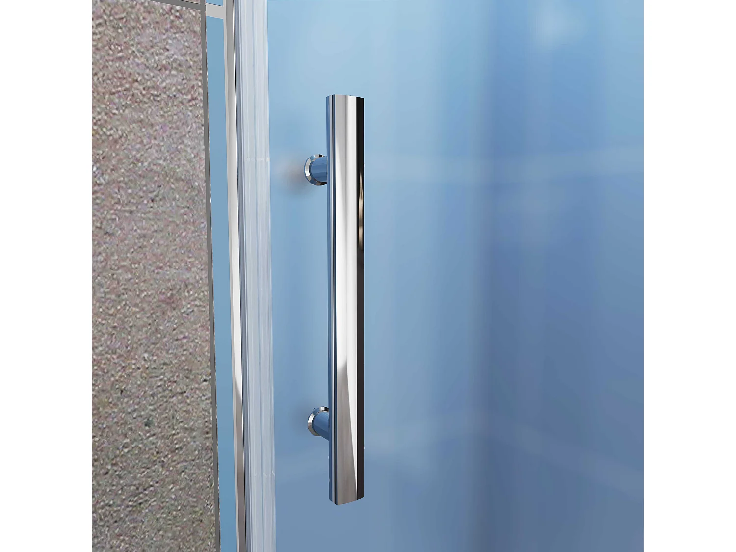 Aica Porte de Douche Pivotante Chrome L70xH185cm en verre bande central Dépoli ,6mm Verre Anticalcaire Pivotant à 90°—Installation en niche