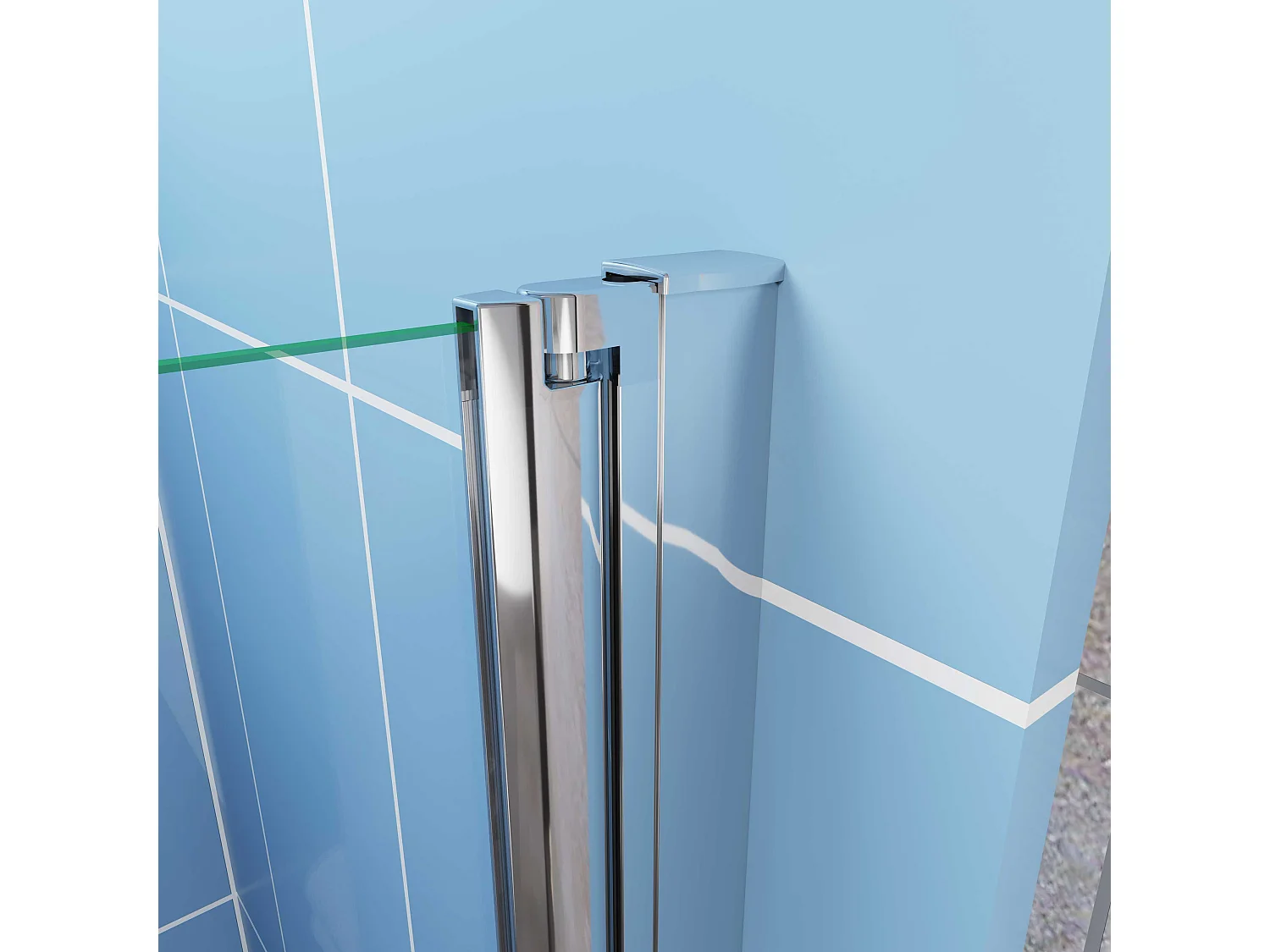 Aica Porte de Douche Pivotante Chrome L70xH185cm en verre bande central Dépoli ,6mm Verre Anticalcaire Pivotant à 90°—Installation en niche