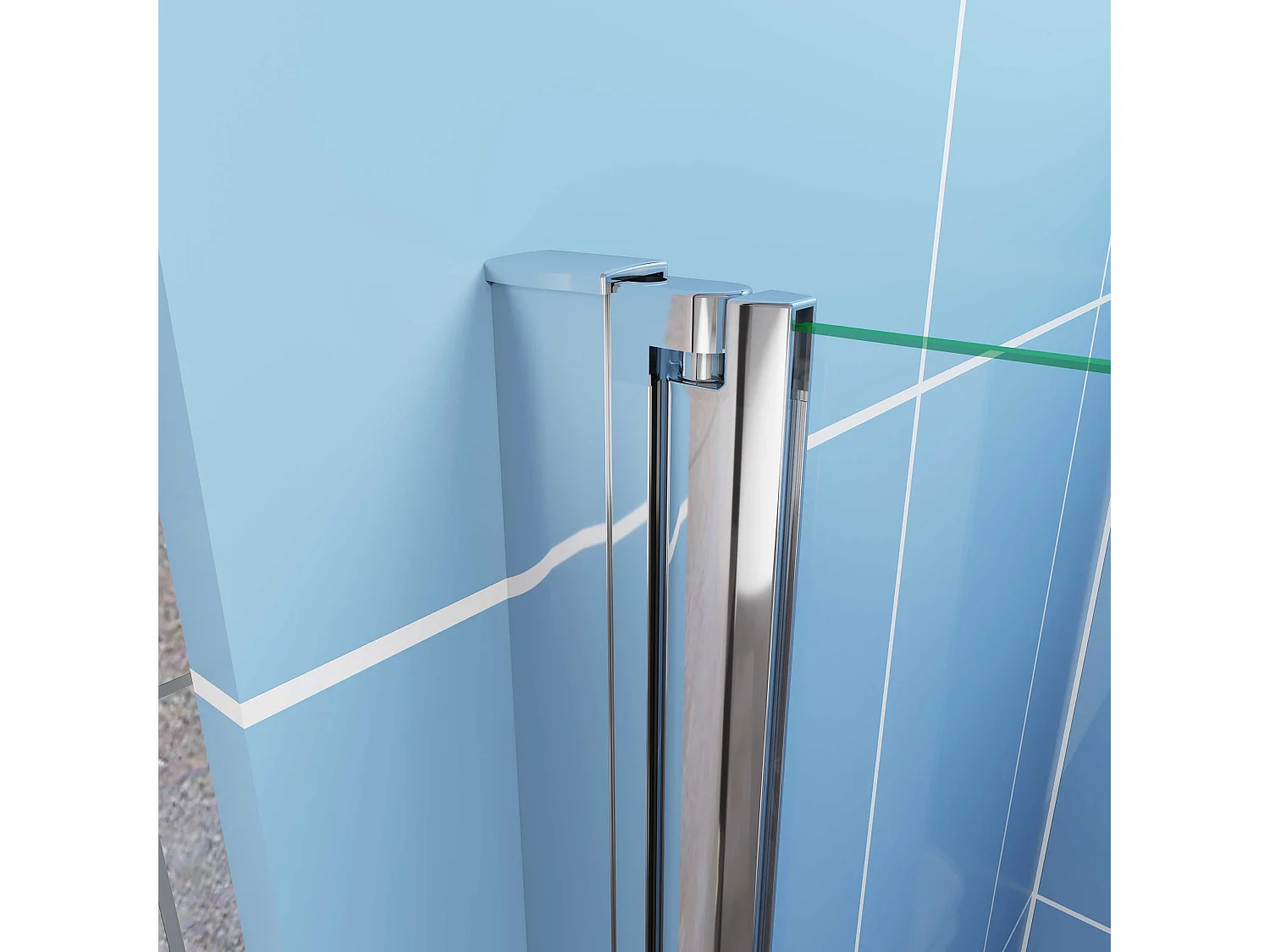 Aica Porte de Douche Pivotante Chrome L90xH185cm en verre bande central Dépoli ,6mm Verre Anticalcaire Pivotant à 90°—Installation à gauche en niche