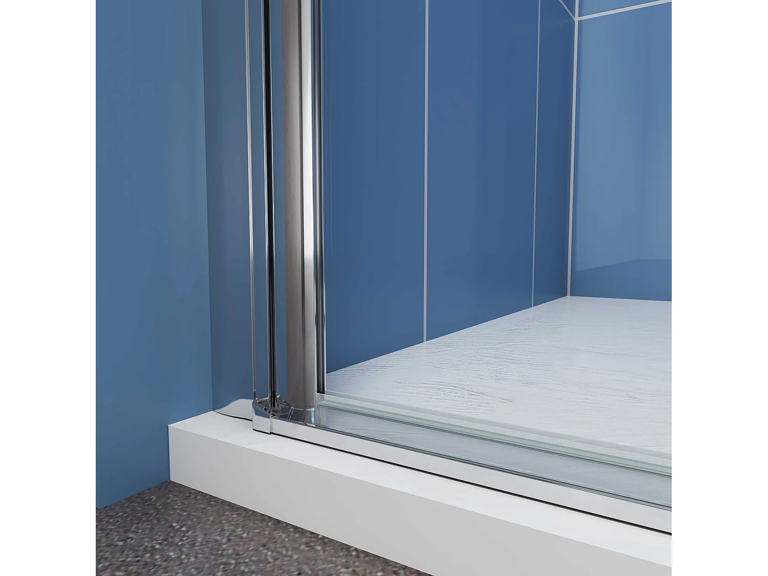 Aica Porte de Douche Pivotante Chrome L90xH185cm en verre bande central Dépoli ,6mm Verre Anticalcaire Pivotant à 90°—Installation à gauche en niche