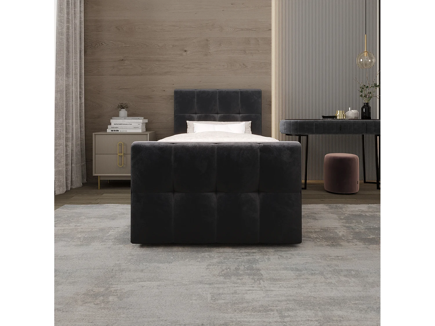 Boxspringbett MANHATAN 90x200 Monolith 97