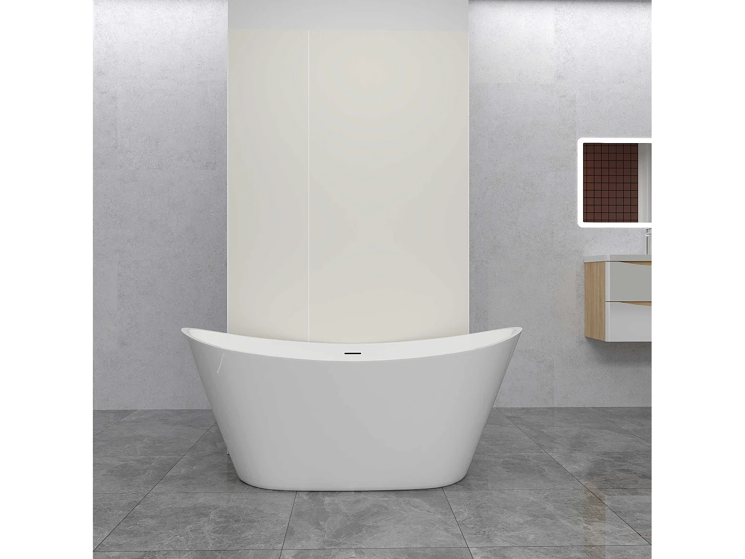 AICA Lot de 2 panneaux muraux de douche Ivoire en aluminium avec 1 profilés — L40xL100xH210 cm ,protection murale,antimoisissure,facile à installer