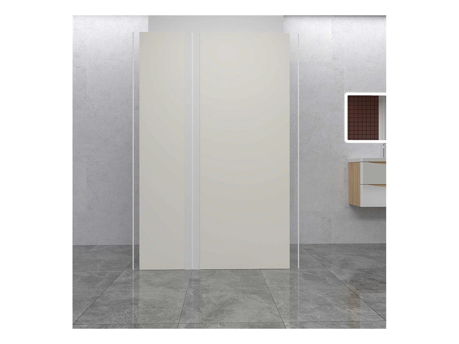 AICA Lot de 2 panneaux muraux de douche Ivoire en aluminium avec 3 profilés — L40xL120xH210 cm ,protection murale,antimoisissure,facile à installer