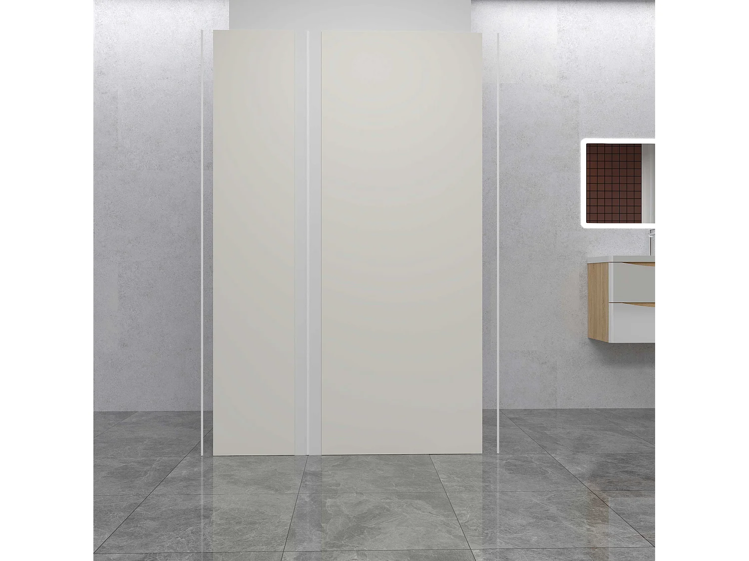 AICA Lot de 2 panneaux muraux de douche Ivoire en aluminium avec 3 profilés — L40xL120xH210 cm ,protection murale,antimoisissure,facile à installer