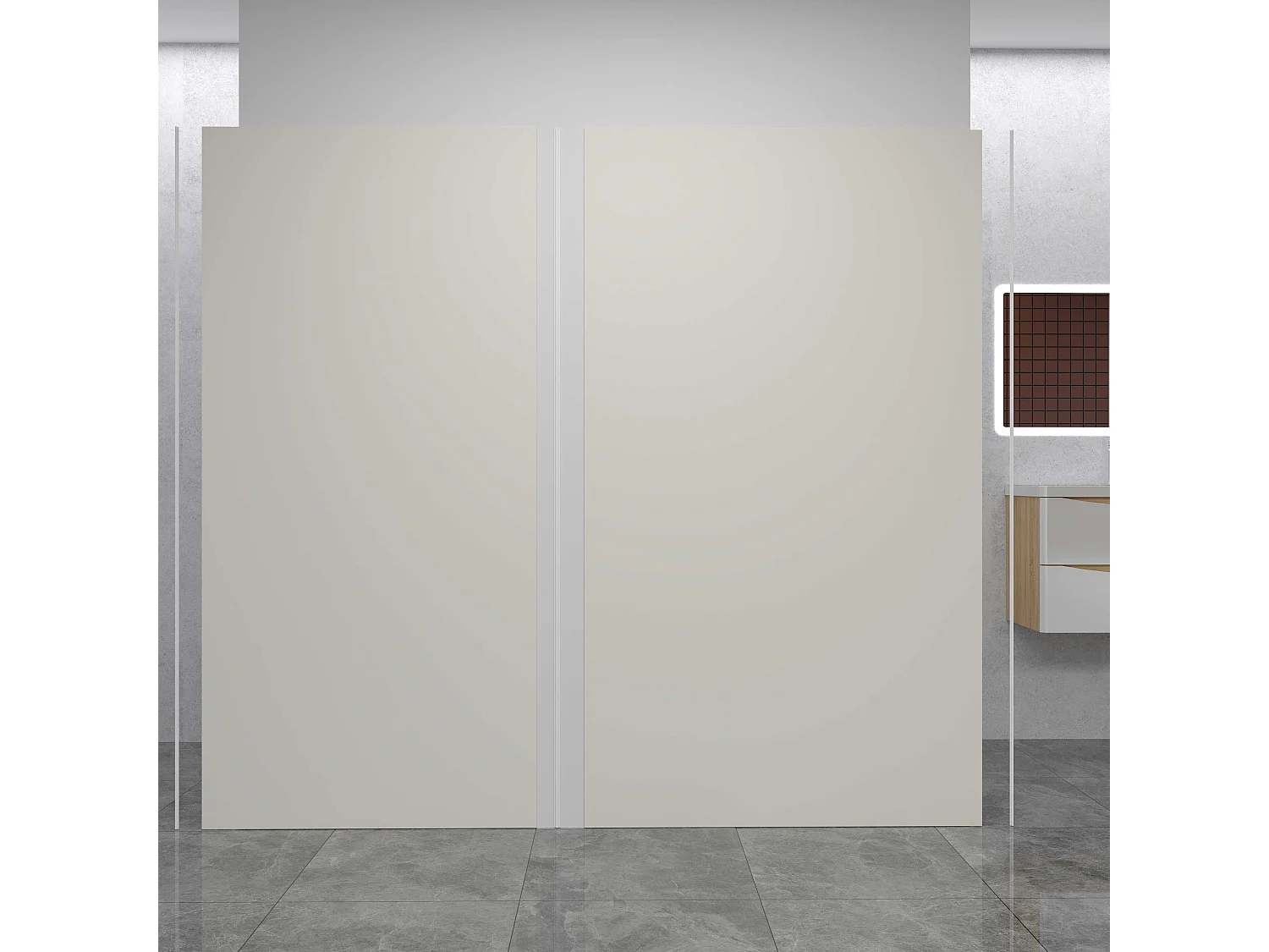 AICA Lot de 2 panneaux muraux de douche Ivoire en aluminium avec 3 profilés — L80xL120xH210 cm ,protection murale,antimoisissure,facile à installer