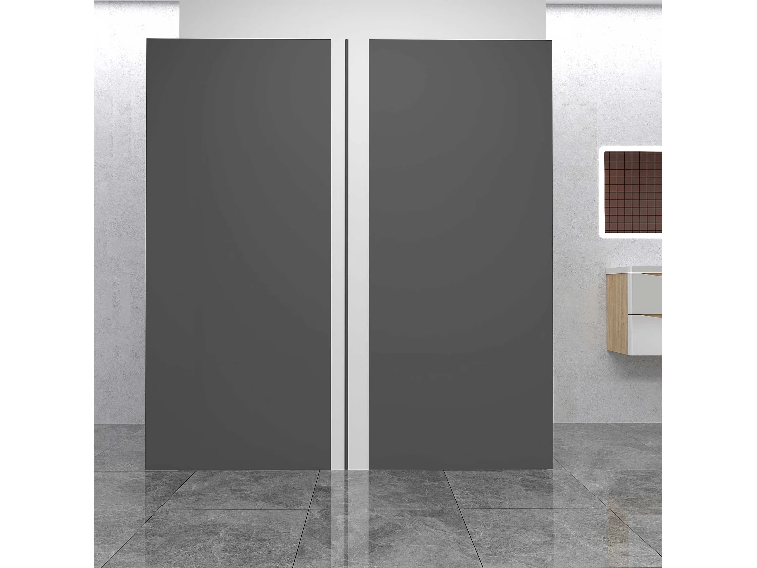 AICA Set van 2 ZWARTE aluminium douchewandpanelen met 1 profielen - L90xL90xH210 cm, muurbescherming, schimmelwerend, eenvoudig te installeren