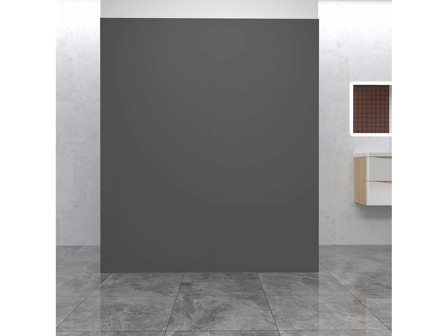 AICA Set van 2 ZWARTE aluminium douchewandpanelen met 1 profielen - L90xL90xH210 cm, muurbescherming, schimmelwerend, eenvoudig te installeren