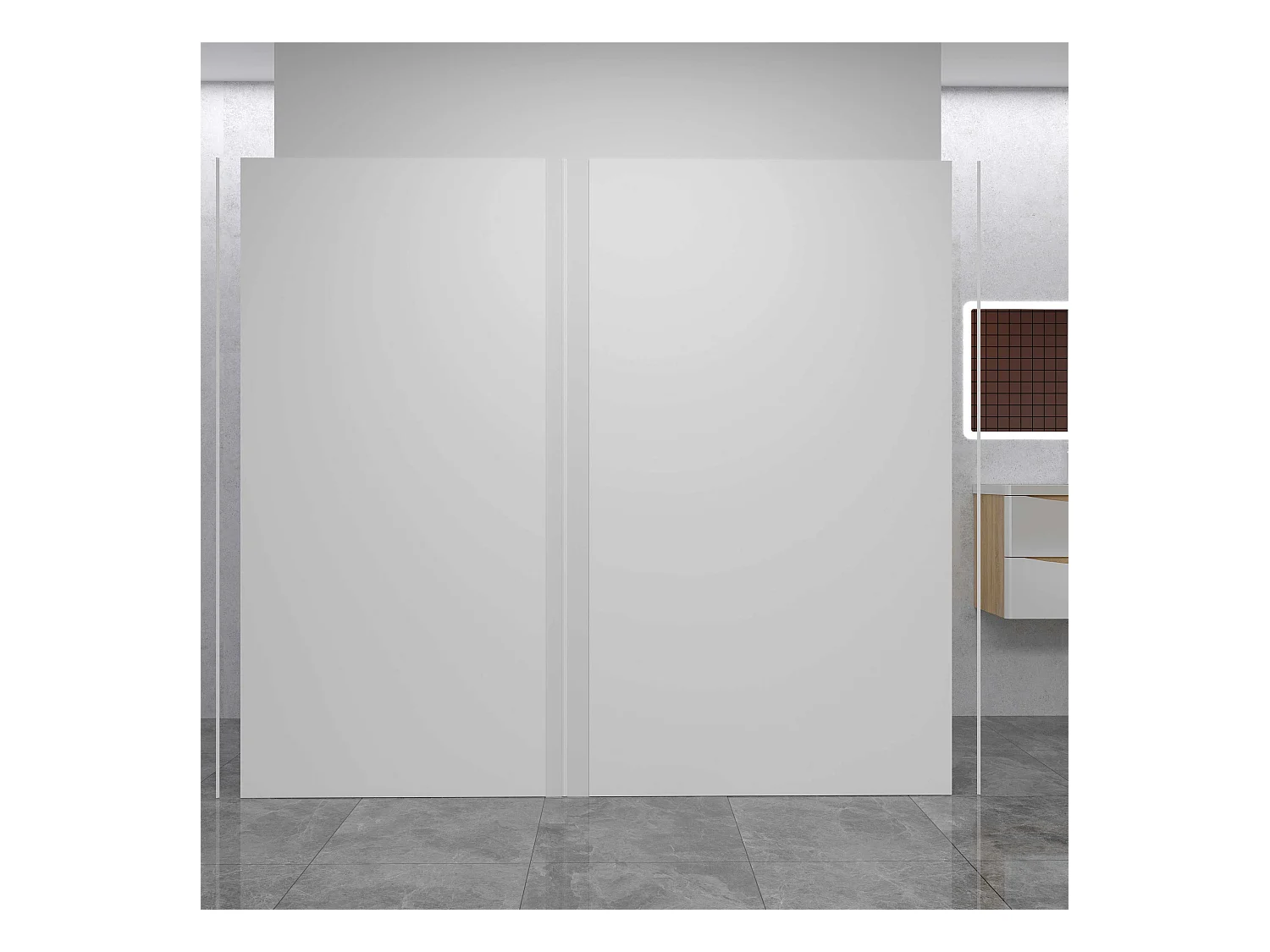 AICA Lot de 2 panneaux muraux de douche Blanc en aluminium avec 3 profilés — L80xL90xH210 cm ,protection murale, antimoisissure,facile à installer