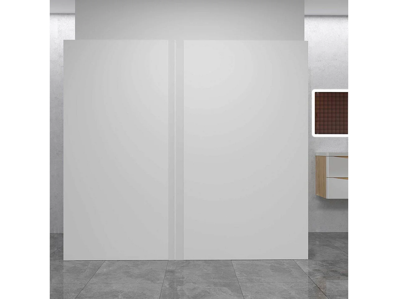 AICA Lot de 2 panneaux muraux de douche Blanc en aluminium avec 1 profilés — L80xL100xH210 cm, protection murale,antimoisissure,facile à installer