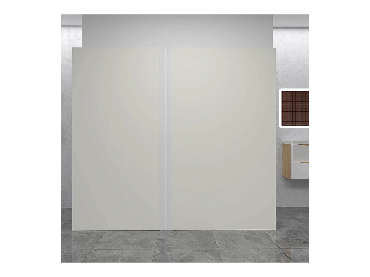 AICA Lot de 2 panneaux muraux de douche Ivoire en aluminium avec 1 profilés — L80xL90xH210 cm ,protection murale, antimoisissure,facile à installer