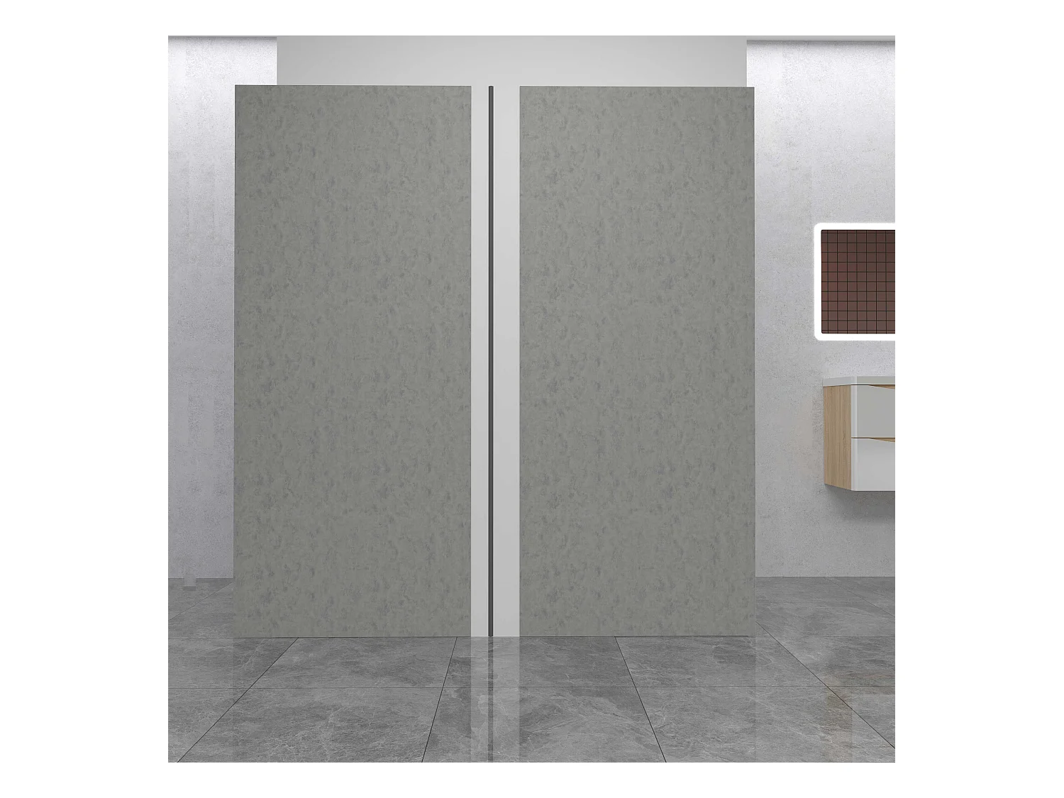 AICA Lot de 2 panneaux muraux de douche Gris en aluminium avec 1 profilés — L90xL90xH210 cm , protection murale,antimoisissure,facile à installer