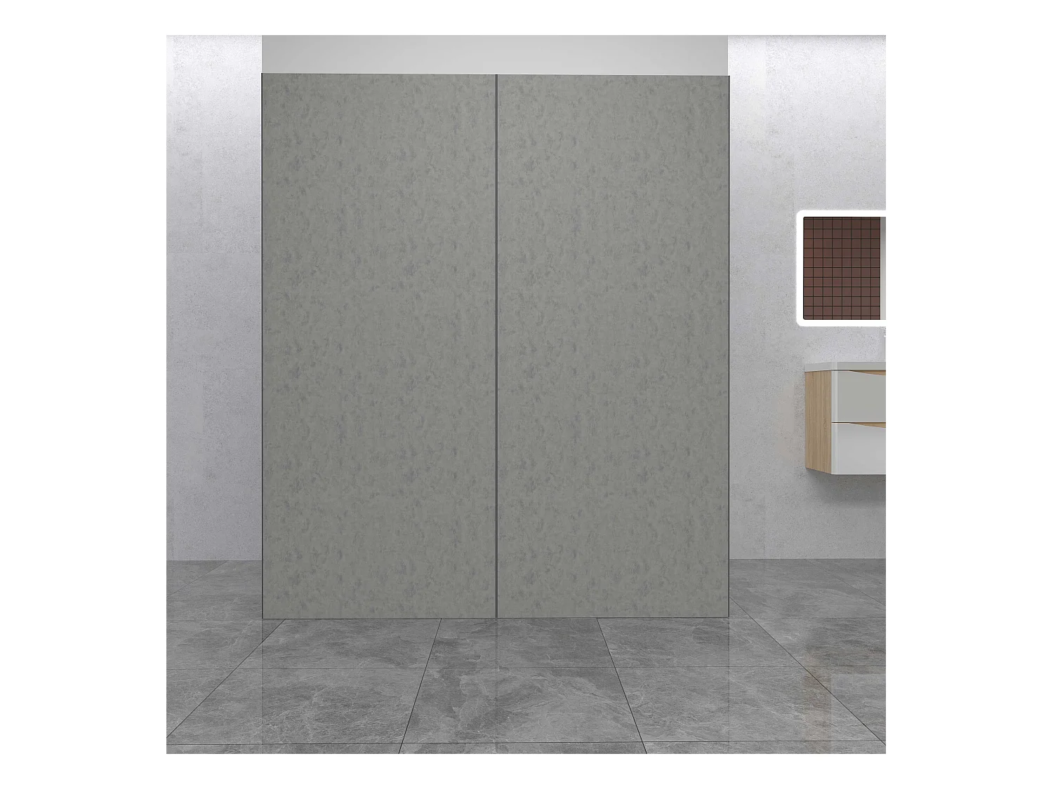 AICA Lot de 2 panneaux muraux de douche Gris en aluminium avec 1 profilés — L90xL90xH210 cm , protection murale,antimoisissure,facile à installer