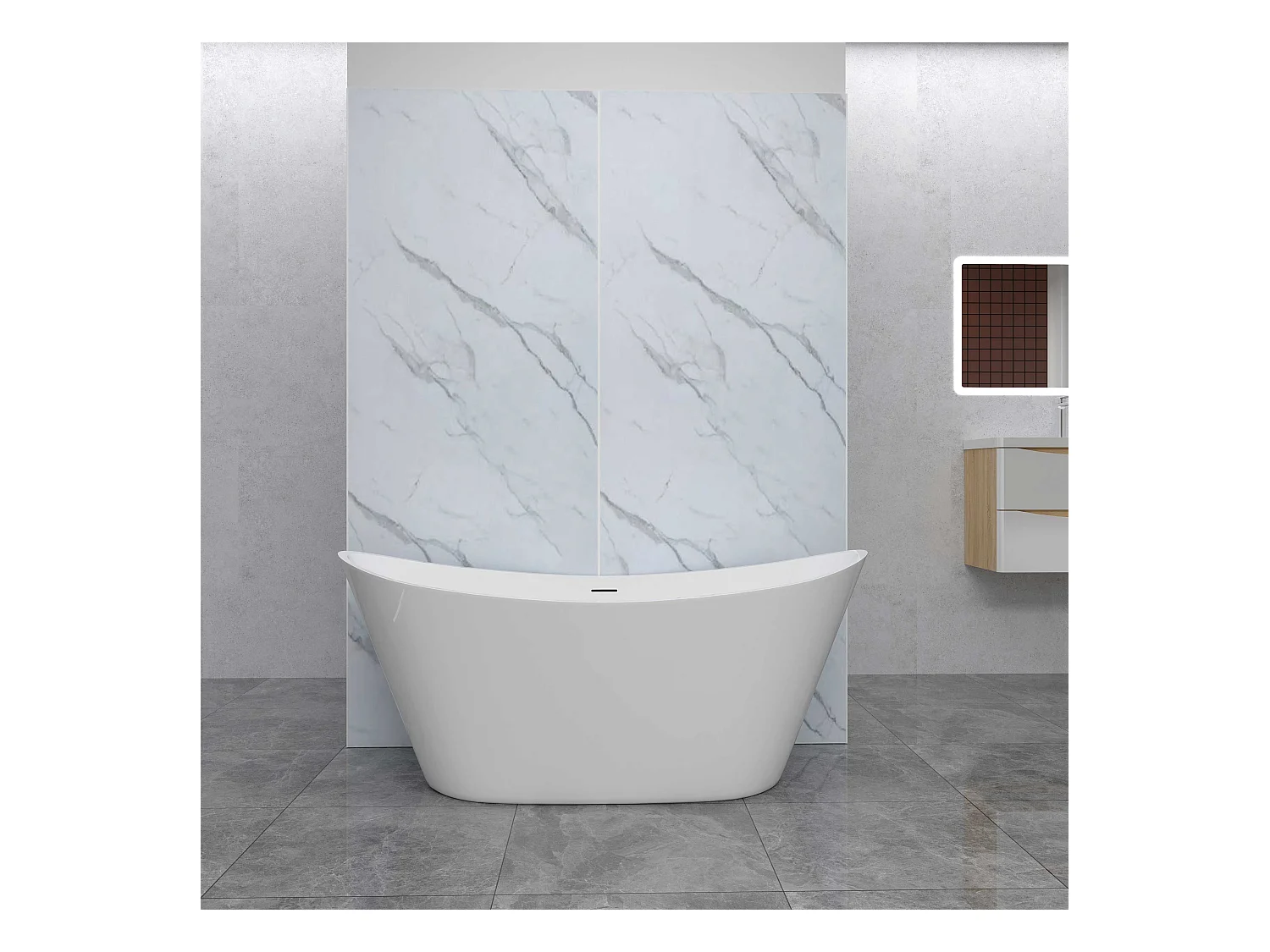 AICA Lot de 2 panneaux muraux de douche effet Marbre en Aluminium avec 1 profilés — L100xL100xH210 cm , Protection murale,Antimoisissure,Facile pose