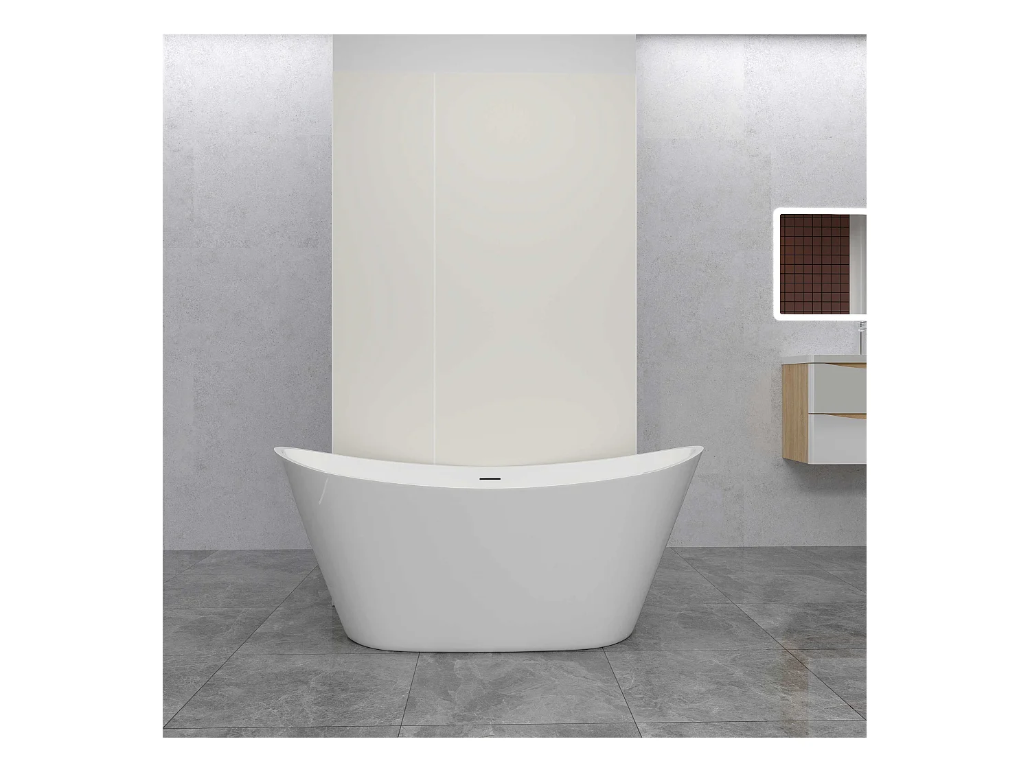 AICA Set van 2 Ivoor aluminium douchewandpanelen met 1 profiel - L40xL90xH210 cm, muurbescherming, anti-schimmel, eenvoudig te installeren