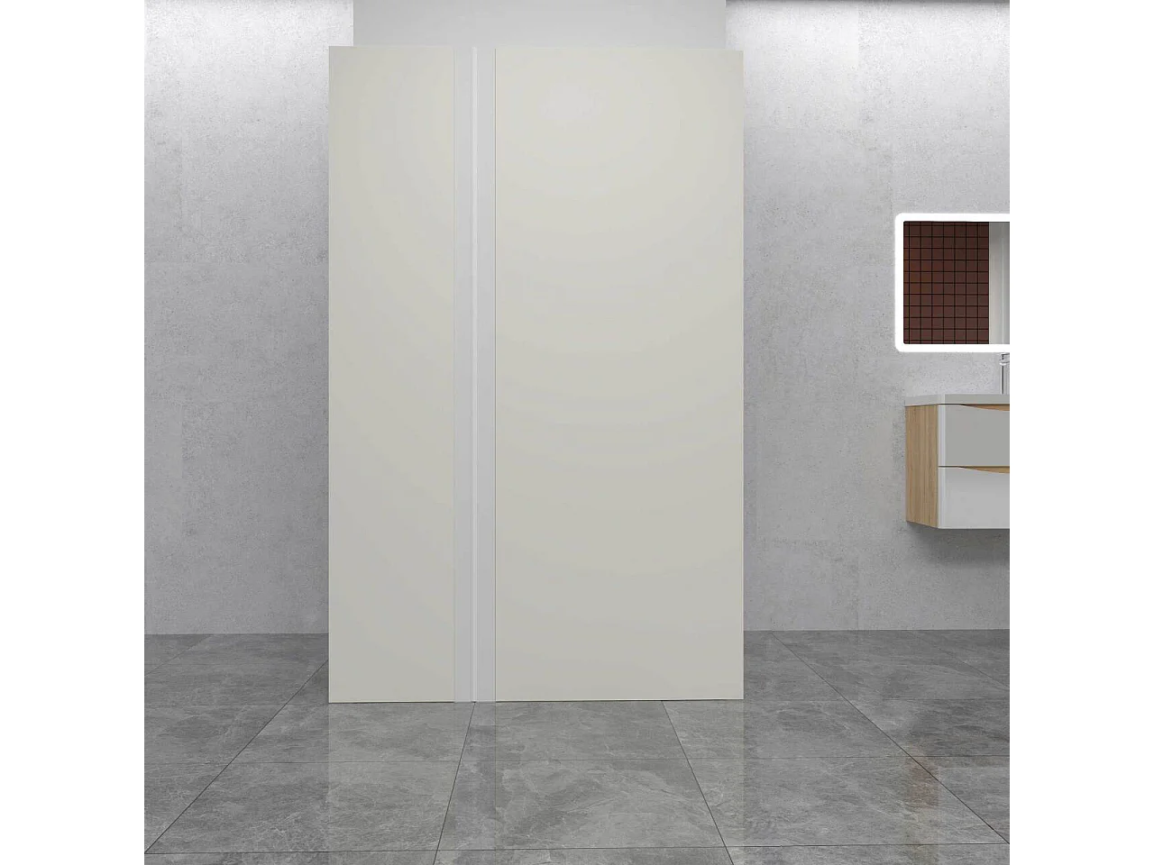 AICA Lot de 2 panneaux muraux de douche Ivoire en aluminium avec 1 profilés — L40xL120xH210 cm ,protection murale,antimoisissure,facile à installer