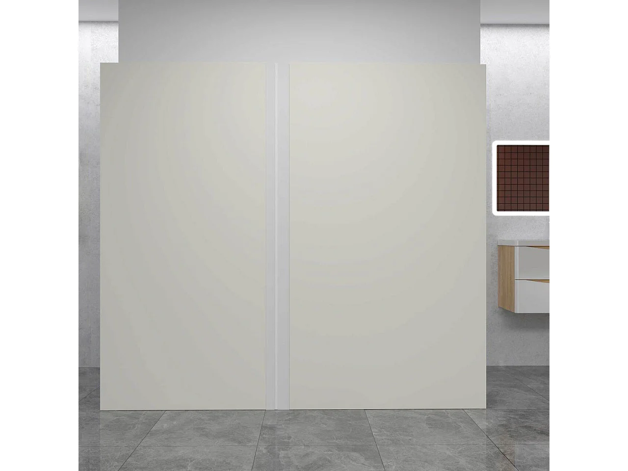 AICA Lot de 2 panneaux muraux de douche Ivoire en aluminium avec 1 profilés — L100xL120xH210 cm,protection murale,antimoisissure,facile à installer