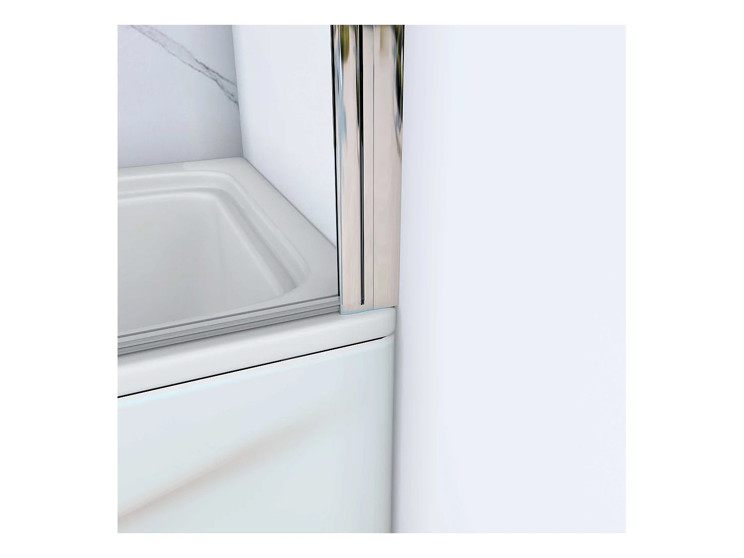 AICA Pare baignoire Chrome pivotant 180° à 3 volets –L130xH140cm — Installation réversible style industriel  –  6mm verre anticalcaire