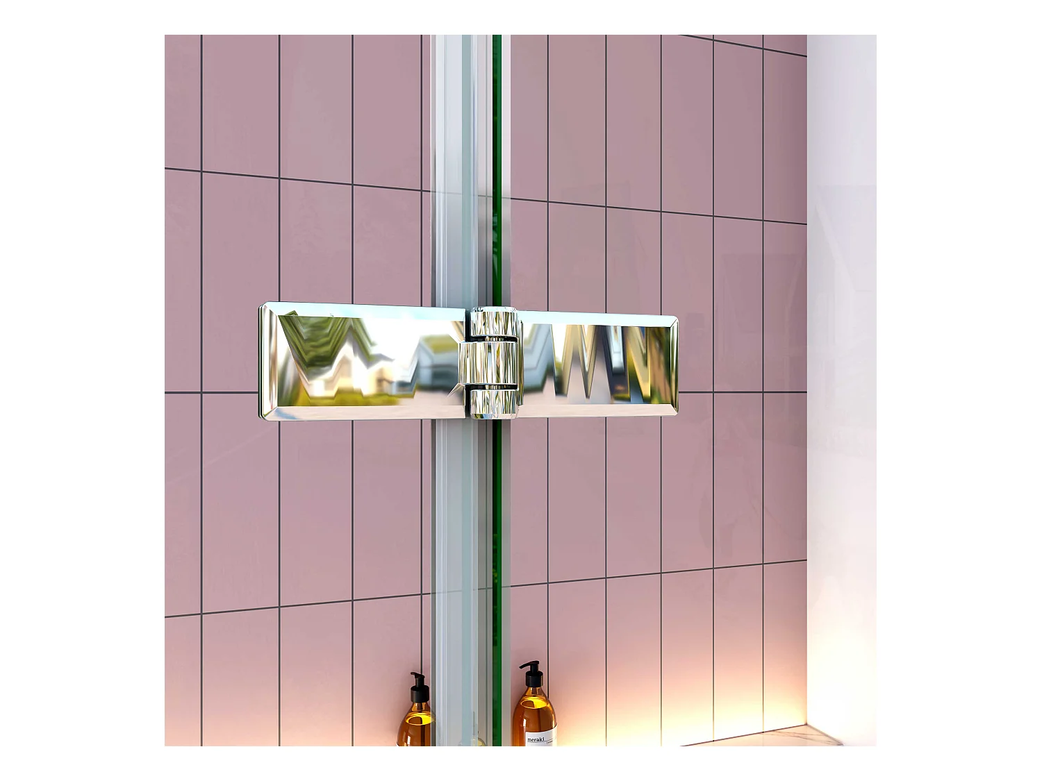 AICA Pare baignoire Chrome pivotant 180° à 3 volets –L130xH140cm — Installation réversible style industriel  –  6mm verre anticalcaire