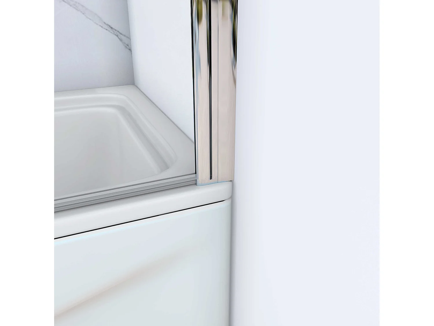 AICA Pare baignoire Chrome pivotant 180° à 3 volets –L130xH140cm — Installation réversible style industriel  –  6mm verre anticalcaire