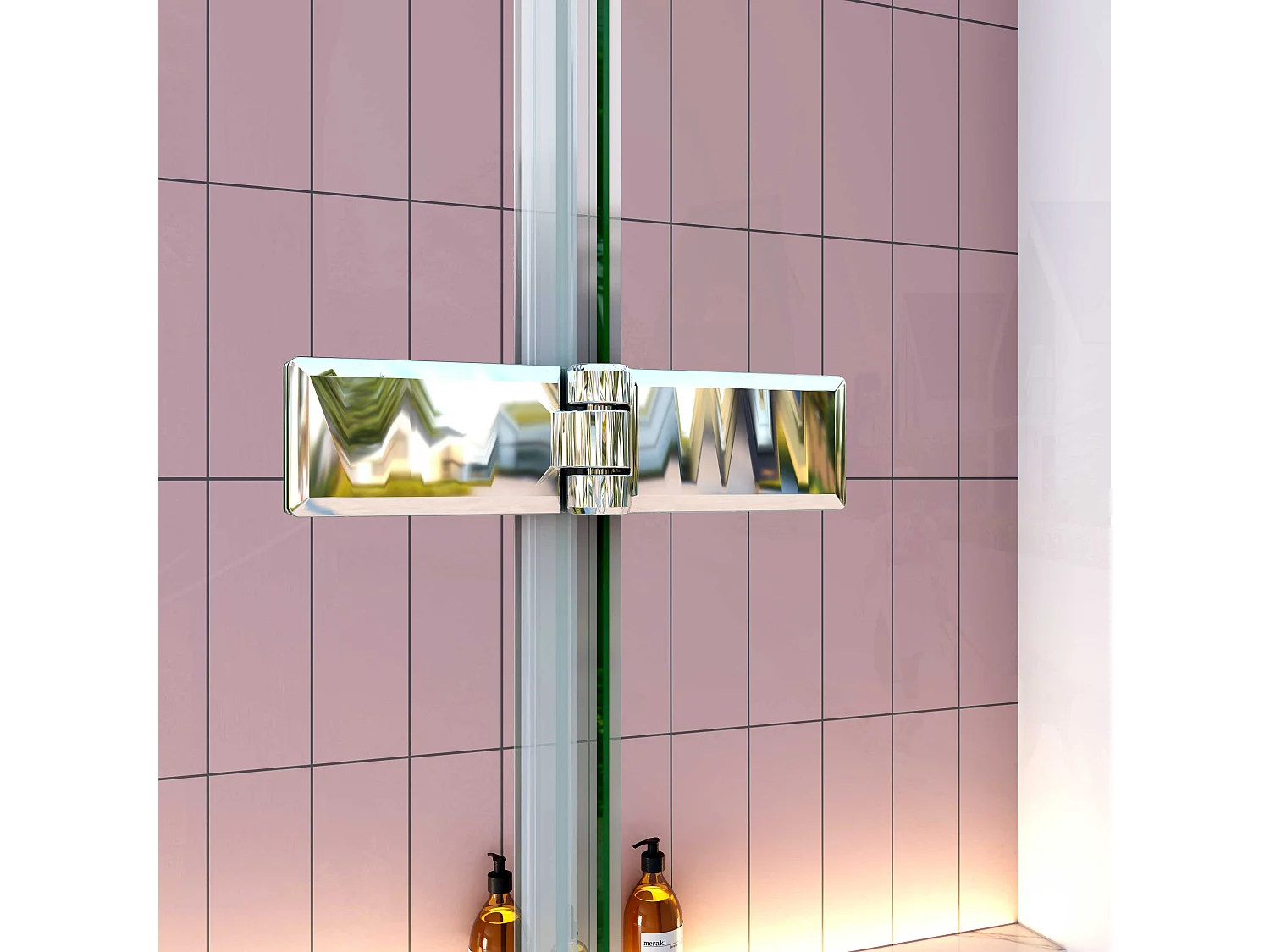 AICA Pare baignoire Chrome pivotant 180° à 3 volets –L130xH140cm — Installation réversible style industriel  –  6mm verre anticalcaire