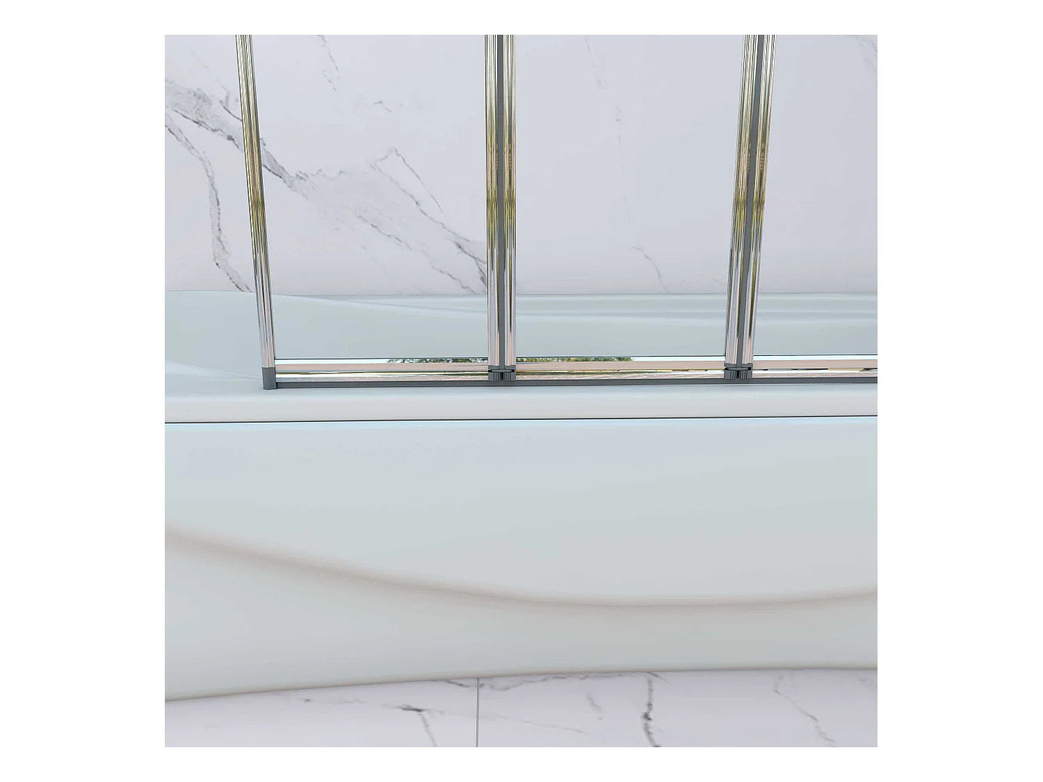 AICA Pare baignoire Chrome pliante style industriel – L120xH140cm avec pliante 5 volets pliants 180°–Installation réversible–4mm verre trempé