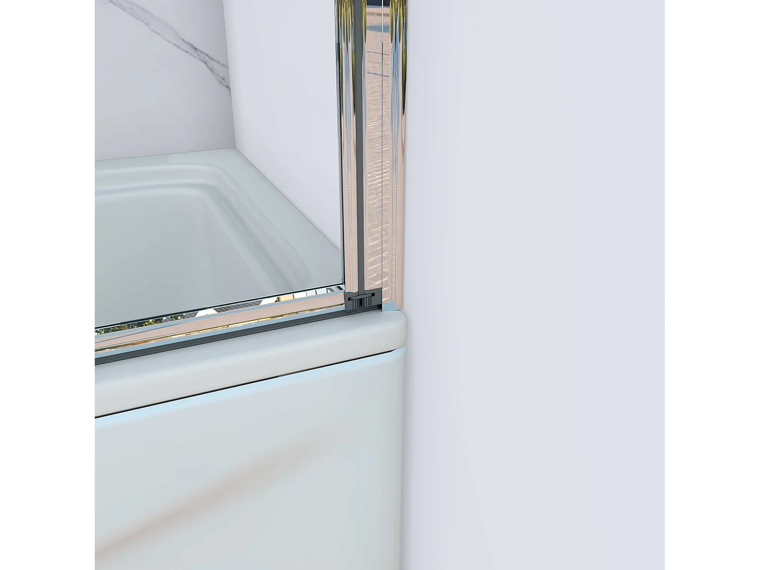 AICA Pare baignoire Chrome pliante style industriel – L120xH140cm avec pliante 5 volets pliants 180°–Installation réversible–4mm verre trempé