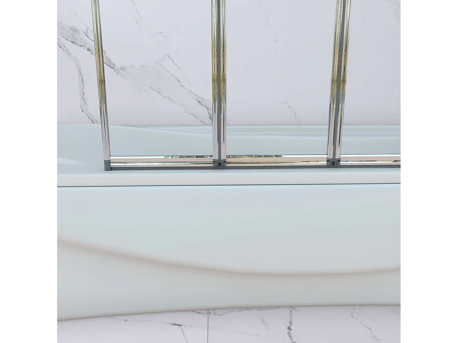 AICA Pare baignoire Chrome pliante style industriel – L120xH140cm avec pliante 5 volets pliants 180°–Installation réversible–4mm verre trempé