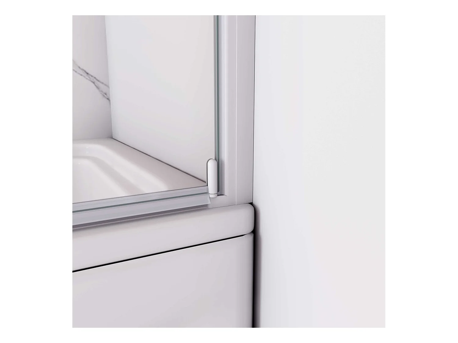 AICA Matwit Badscherm met Afgeronde Hoeken, 180° Draaibaar – L70xH130cm — Industriële Stijl – 4mm Gehard Glas — Omkeerbare Installatie