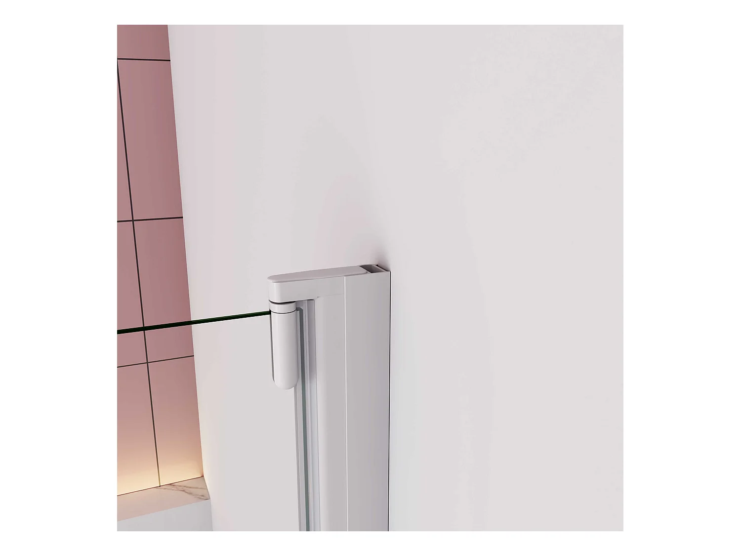 AICA Matwit Badscherm met Afgeronde Hoeken, 180° Draaibaar – L70xH130cm — Industriële Stijl – 4mm Gehard Glas — Omkeerbare Installatie