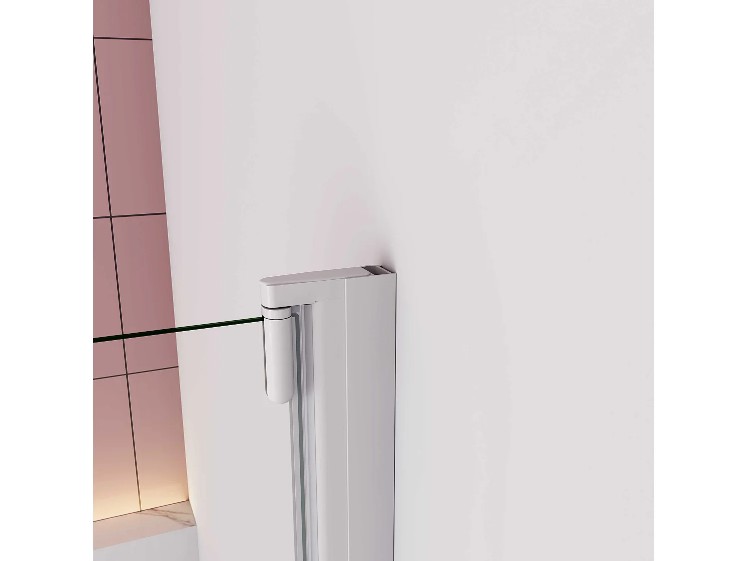 AICA Pare baignoire Blanc mat au angle arrondis pivotant à 180°– L70xH130cm —style industriel  –  4mm verre trempé — Installation réversible