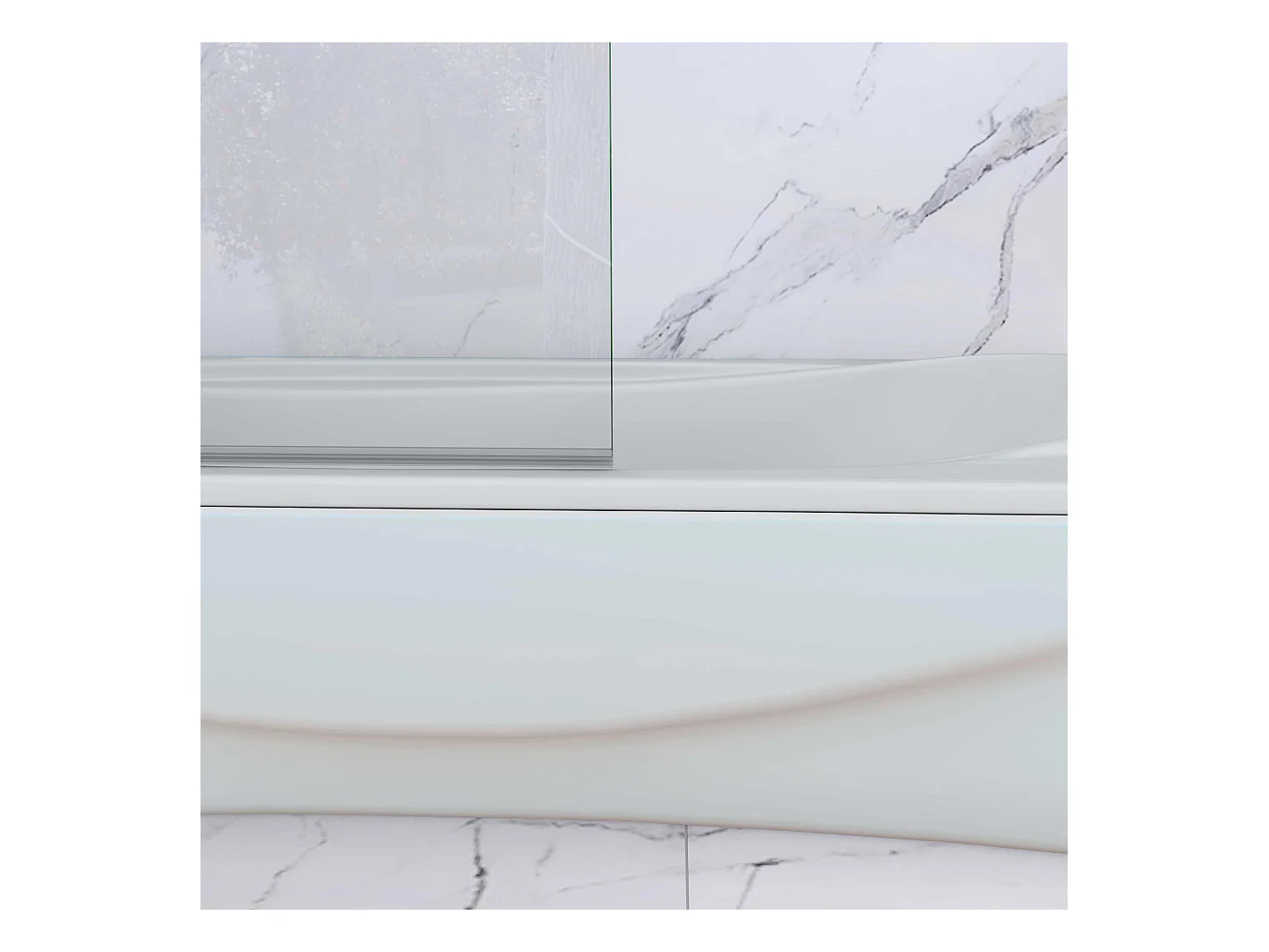 AICA Chroom Badscherm met afgeronde hoeken, 180° draaibaar –L100xH140cm — Gematteerde middenstrook en industriële stijl – 6 mm antikalkglas