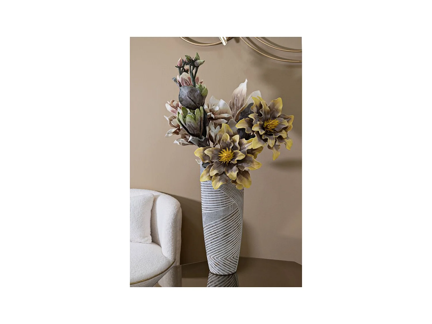 Vase Décoratif Lignes, Blanc, 45x18x18 cm, Seven Design