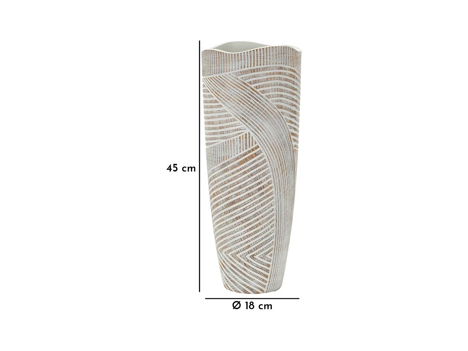 Vase Décoratif Lignes, Blanc, 45x18x18 cm, Seven Design