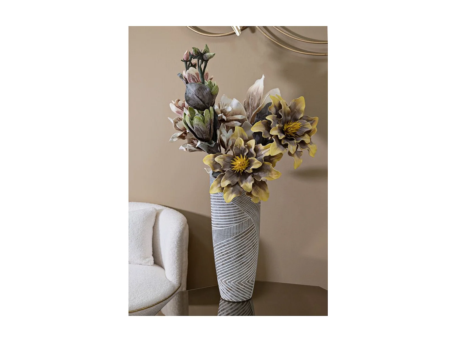 Vaso Decorativo Linhas, Branco, 45x18x18 cm, Seven Design