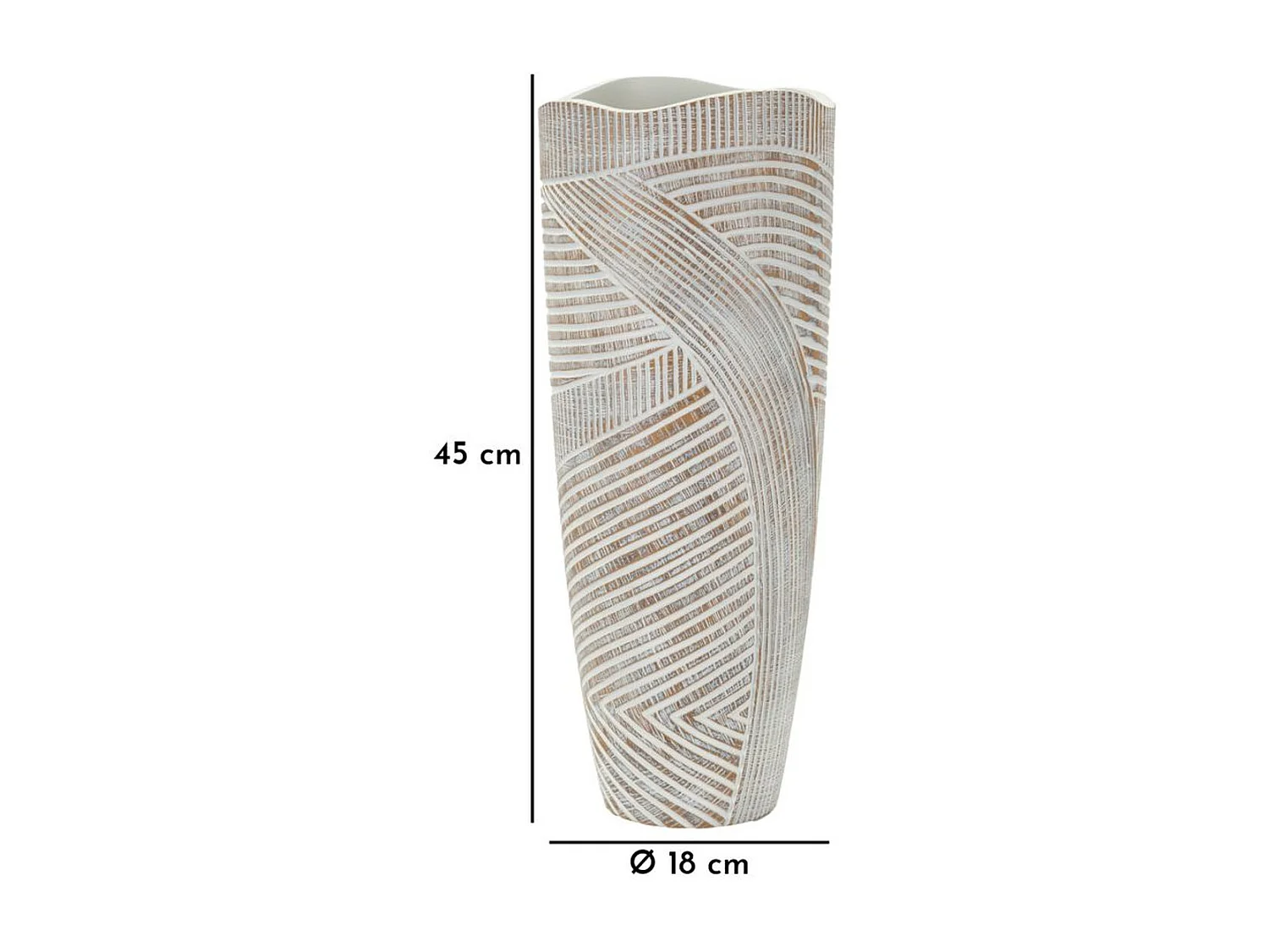 Vaso Decorativo Linhas, Branco, 45x18x18 cm, Seven Design