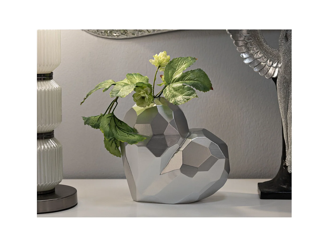 Vase Décoratif Cœur, Argent, 18x19x9 cm, Seven Design