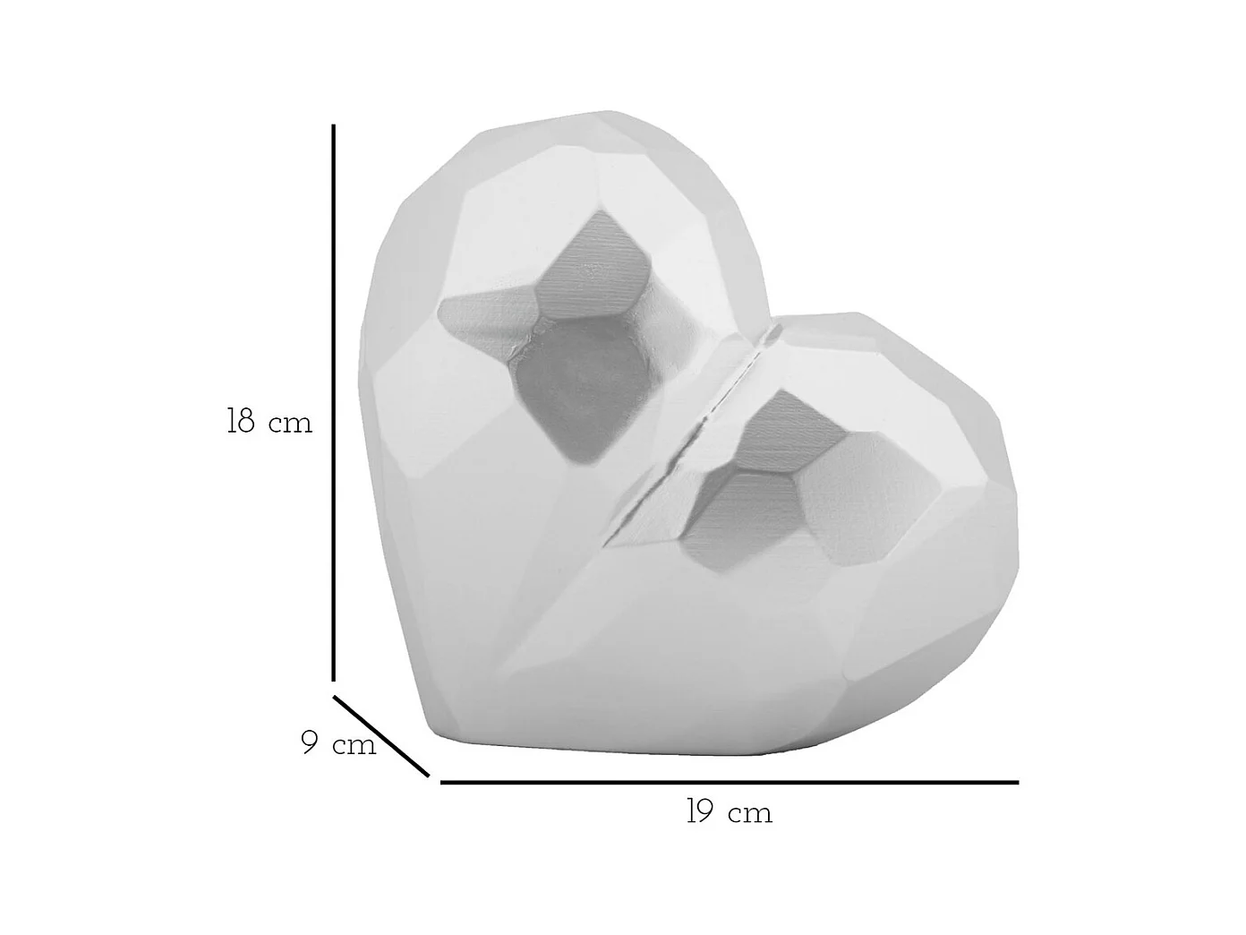 Vase Décoratif Cœur, Argent, 18x19x9 cm, Seven Design
