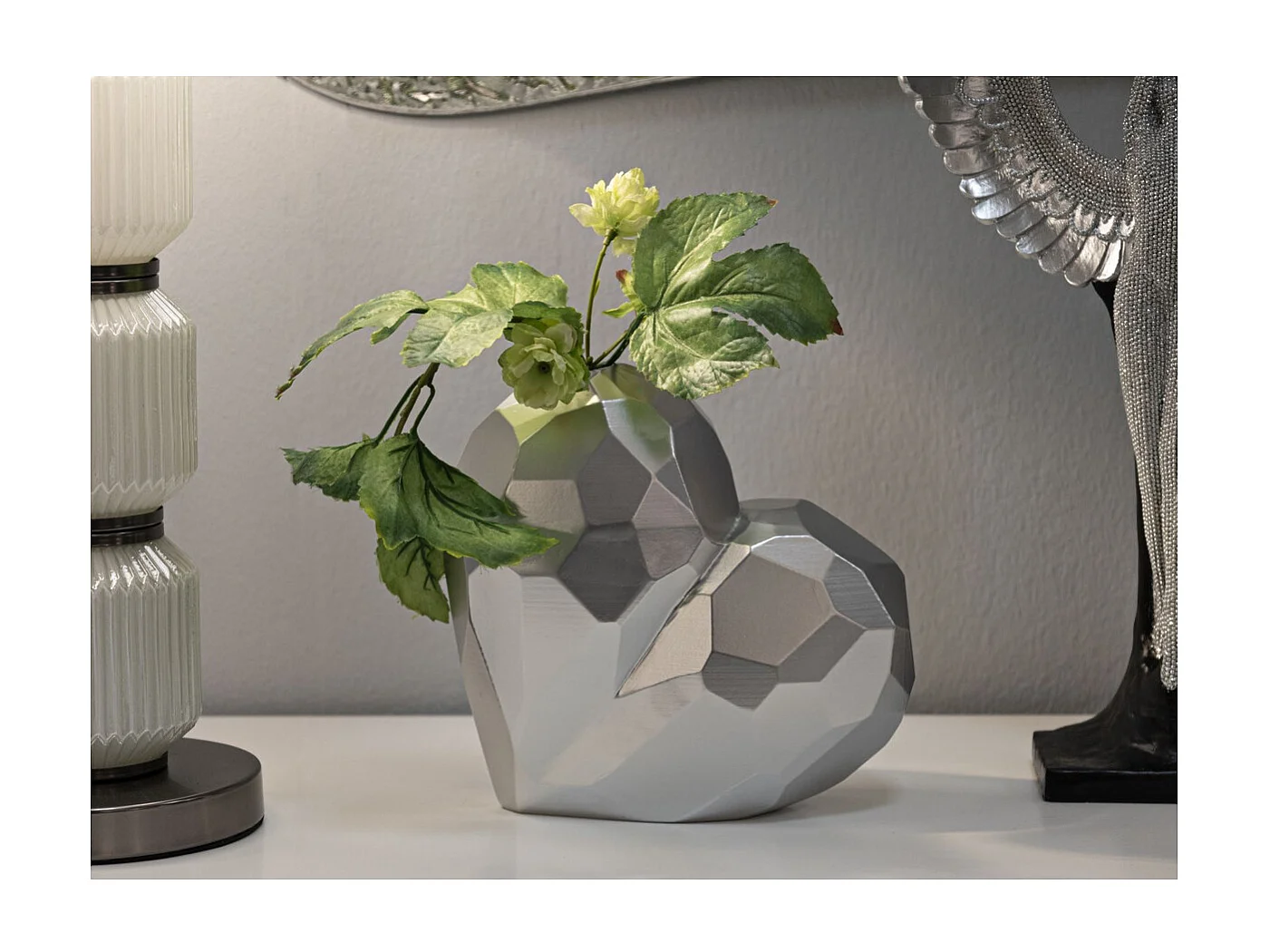 Wazon Dekoracyjny Serce, Srebrny, 18x19x9 cm, Seven Design