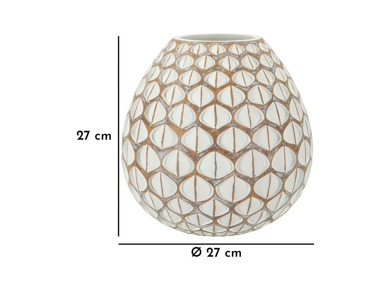 Vase Décoratif Istanbul, Blanc, 27x27x27 cm, Seven Design