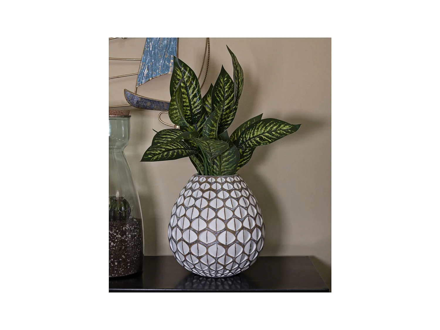 Vase Décoratif Istanbul, Blanc, 27x27x27 cm, Seven Design