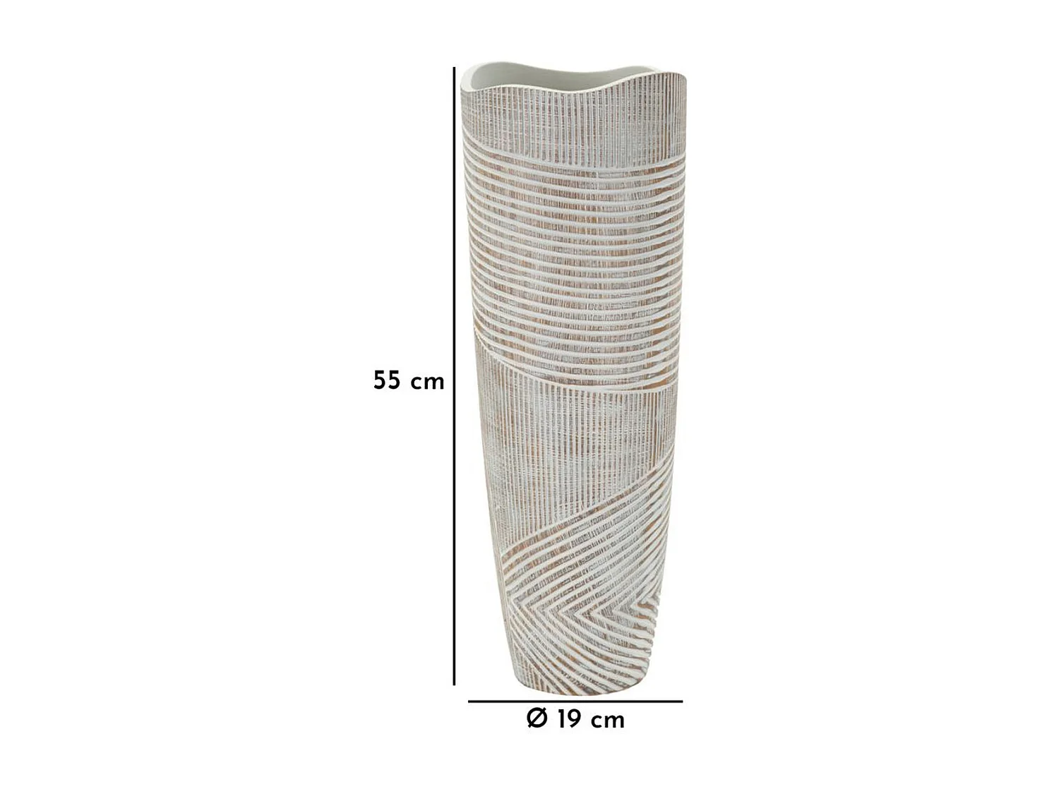 Vase Décoratif Lignes, Blanc, 55x19x19 cm, Seven Design
