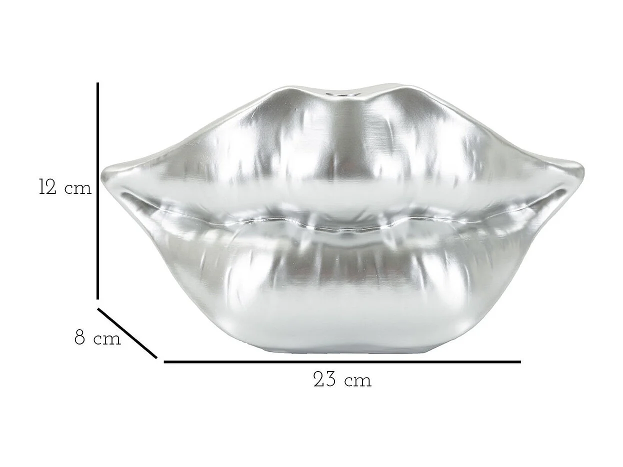 Vaso Decorativo Boca, Prata, 12x23x8 cm, Seven Design