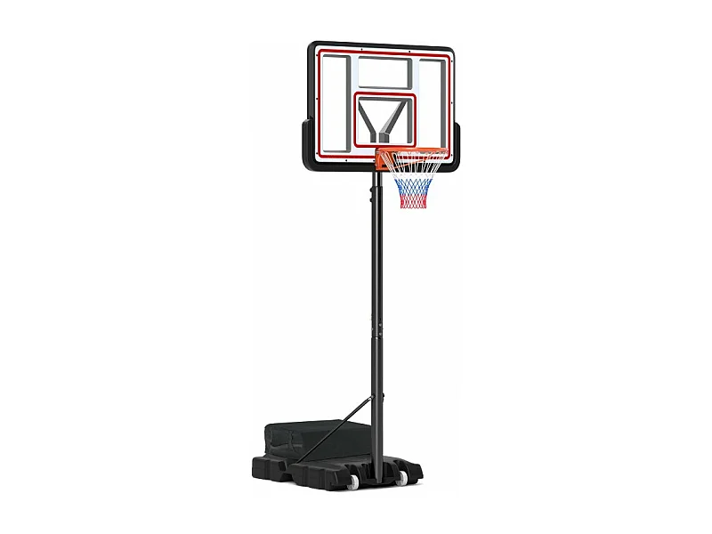Panier de Basket-Ball Hauteur Réglable 225-305 cm, Support de Basketball Mobile avec Panneau Incassable de 112 cm, Panneau Filet de Remplacement et Roues