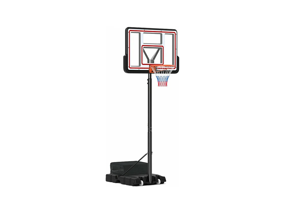 Panier de Basket-Ball Hauteur Réglable 225-305 cm, Support de Basketball Mobile avec Panneau Incassable de 112 cm, Panneau Filet de Remplacement et Roues