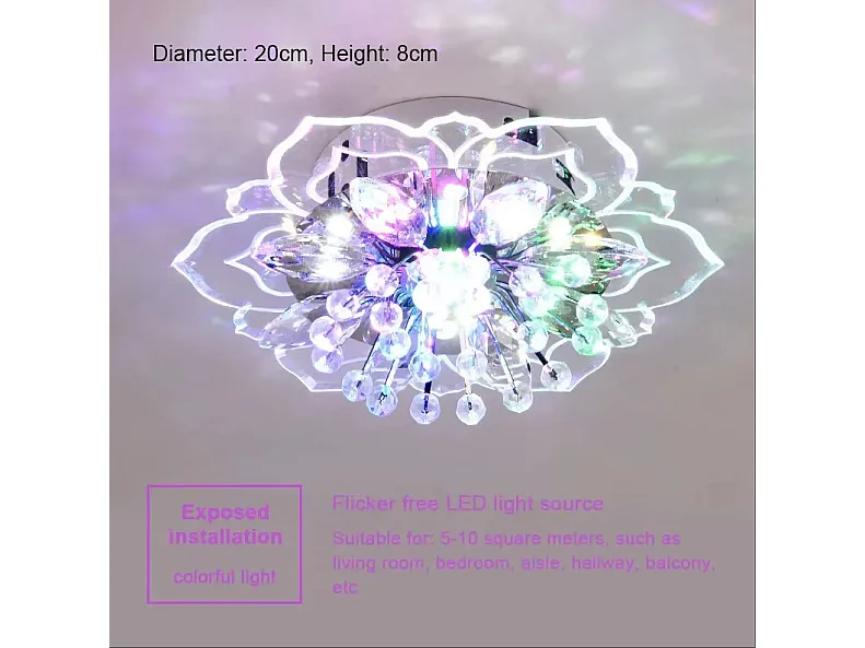 Plafond moderne à LEDs lumière cristal plafonnier chambre lustre éclairage intérieur pour salon décoration de la maison LED lustre Colorful Exposed