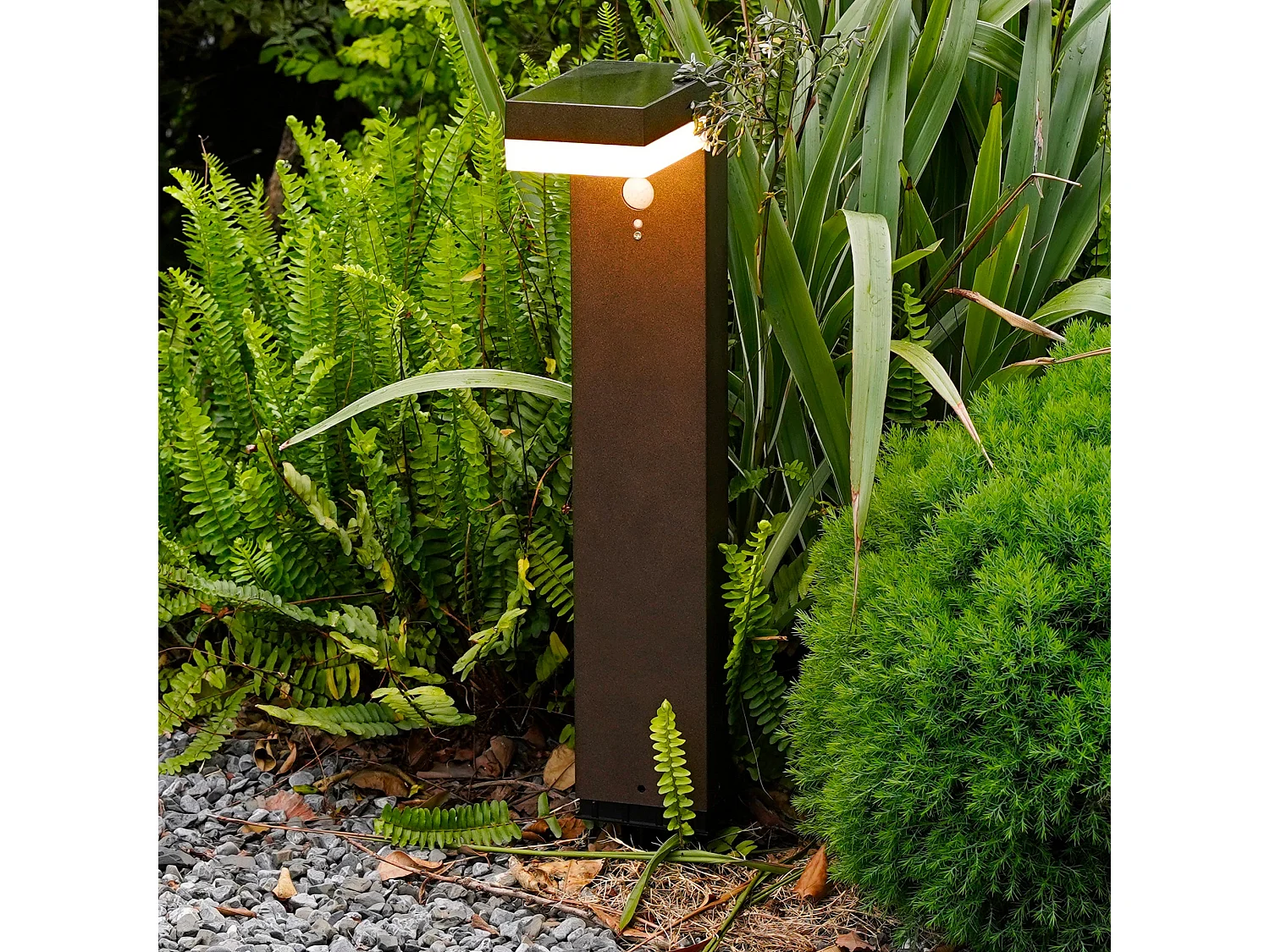 Balise solaire à fixer ou à planter CENOVA Marron Aluminium H50cm