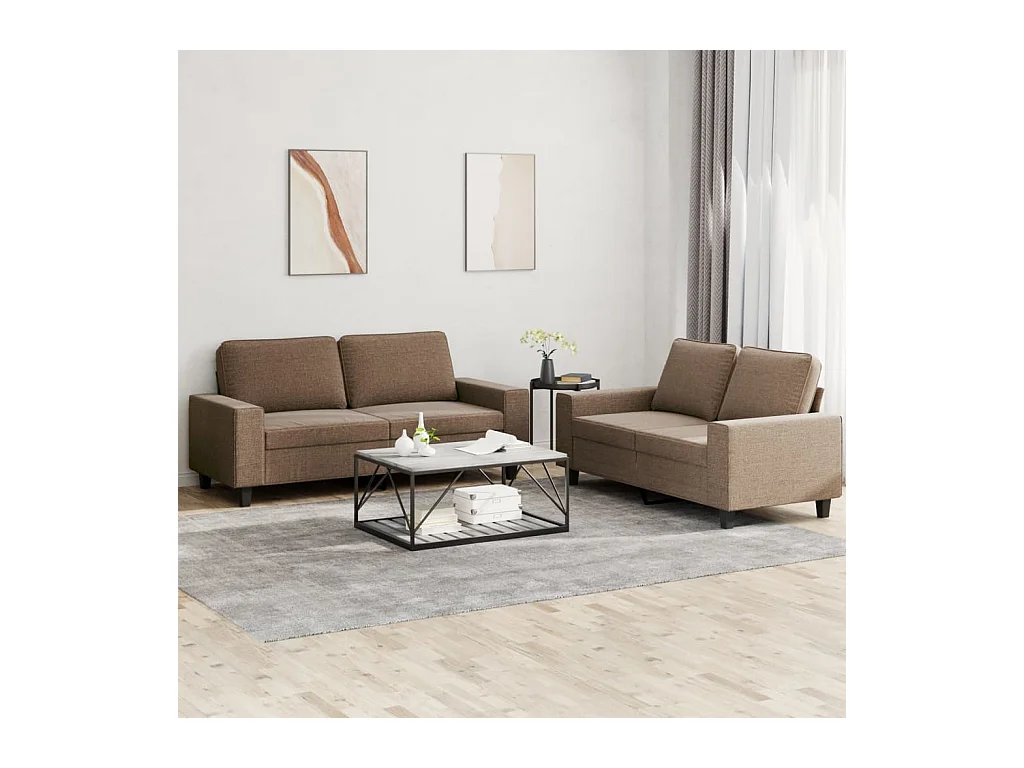 Ensemble de canapés 2 pcs marron tissu