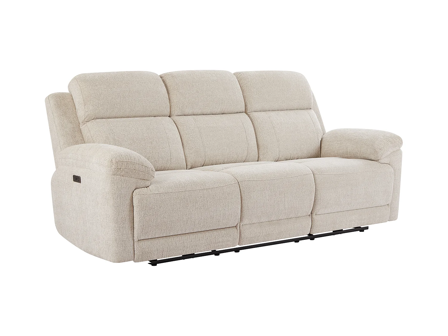 3-seters sofa, 2-seters sofa og elektrisk relax-lenestol i beige melert stoff KELUNO